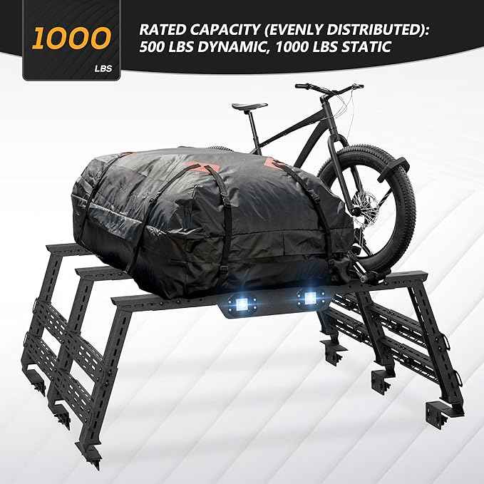 Truck Cargo Rack Adjustable 16.8-25" High Bed Racks Cargo Carrier Compatible with Toyota Tacoma/Tundra/Titan/Frontier/Gladiator JT/Ford F-Series/Silverado/Sierra/Dodge Ram