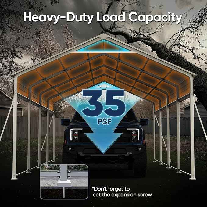 Quictent Heavy Duty 12x21 FT Vertical Roof Metal Carport, Pre-Drilled All Weather Car Shelter for Boat, Vehicles & Farm Equipment