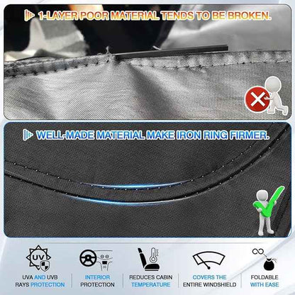Windshield Sun Shade for 2019-2024 2025 Toyota RAV4 Accessories Thicken 6-Layer Foldable Front Window Sunshade Cover Sun Visor Protector Block UV Rays Keep Vehicle Cool