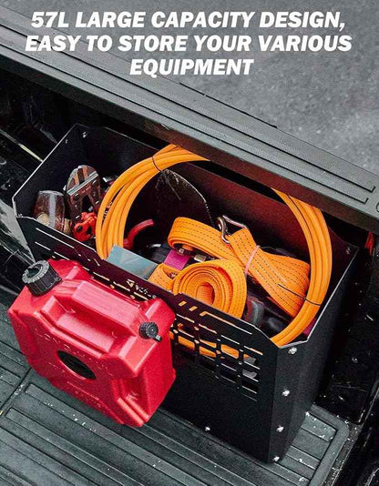 JOYTUTUS Truck Bed Storage Box Compatible with 2015-2026 F150 F250 F350, Heavy-Duty Metal Pickup Tool Box for Truck Bed, 57L Truck Bed Tool Storage Box Toolboxes, Side Tool Box Toolbox Cargo Box