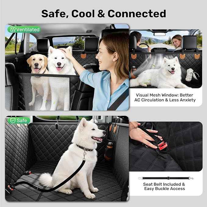 Zanch Heavy-Duty Dog Car Seat Cover, Flat Solid Back Seat Extender for Multi Large Dogs, Hard-Base Supports 450 lb, Waterproof Scratchproof Hammock Protector, Standard for Cars, SUV, Trucks, Orange