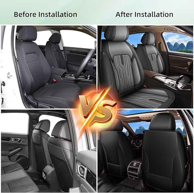 YORKENIC Fit for Dodge Nitro Seat Covers Front Set 2010-2020: Breathable Leather Car Seat Covers Compatible Airbag (2 Front Set, Black & Grey)