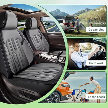 YORKNEIC Fit for Chevrolet Chevy Trailblazer Seat Covers 2021-2025 2026 Faux Leather Waterproof Car Seat Covers Automotive Seat Protectors Cushions with Airbag Compatible (5 Full Set, Black & Grey)