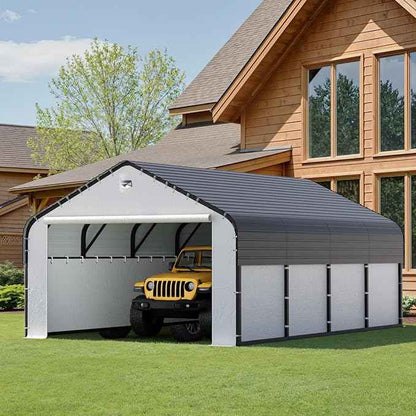 12x20 Metal Carport with Removable Sidewalls, Heavy Duty Car Carport Canopy, 100MPH Wind Resistance for Cars, Boats, Trucks, Outdoor Parties