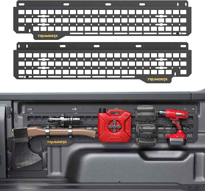 Aluminum Side Bed MOLLE Panel Fit for 2022–2026 Ford Maverick, No-Drill Installation, Heavy-Duty Truck Bed Organizer Rack System for Tools Gear Accessories