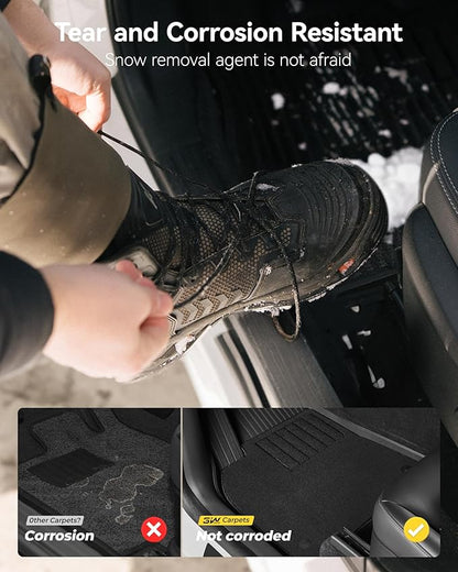 3W Floor Mats with Front Carpet on TOP Fit for Tesla Model Y 2020-2024, 2025 All-Weather TPE Full Set Floor Liners and Cargo Liner Mats Accessories Custom Fit for Model Y 5-Seat(Not for Juniper)