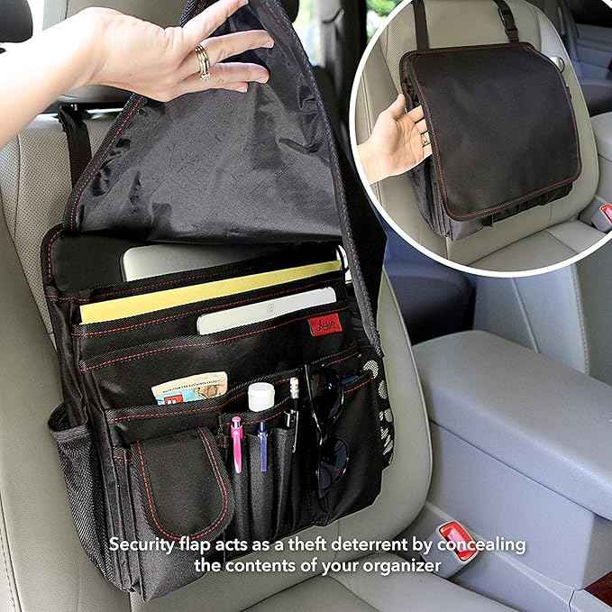 Lusso Gear Car Organizer for Front Seat or Car Seat, Ultra-Durable, One-Size-Fits-All Car Storage Organizers, Easily Keeps Supplies Secure & Upright, Premium Car Seat Organizer for Kids & Adults (Red)