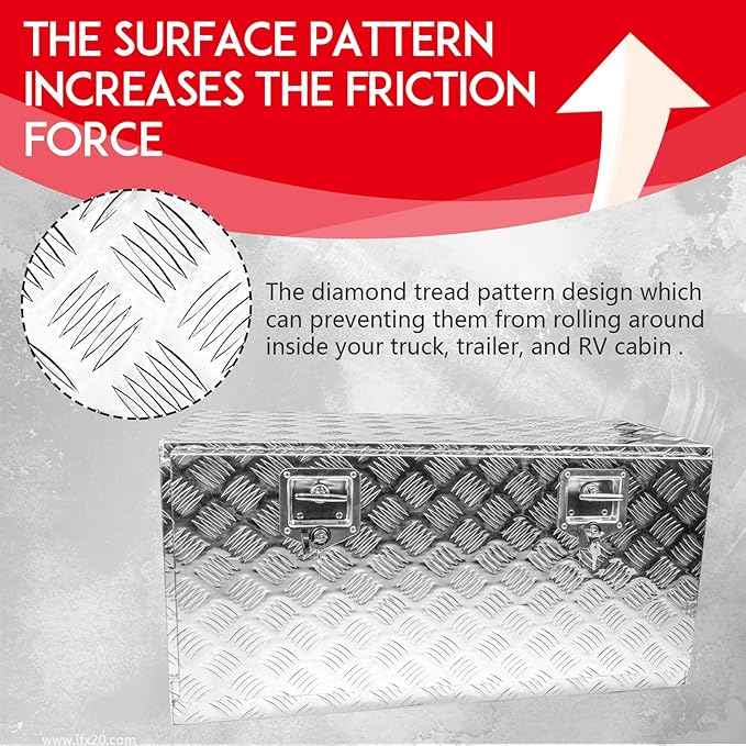 36" x 18" x 18" Truck Tool Box Pickup Truck Bed Toolbox Heavy Duty Aluminum Underbody Truck Box Compatible With RV Trailers Storage Organizer with Lock & Keys Silver