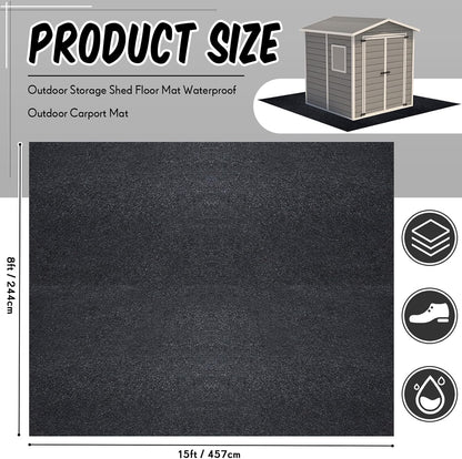Haull Outdoor Storage Shed Floor Moat Waterproof Outdoor Carport Mat Thickened Soft Patio Furniture Pad Washable with Non Slip Backing, Storage Shed Not Included(8 x 15 ft)