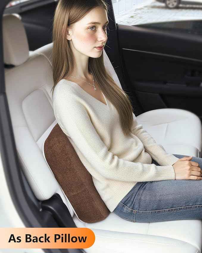 Car Desk for Laptop with Mouse Pad, Car Tablet Holder Back Seat for Kids, Car Tray Table for Front Seat Passenger, Portable Soft Pillow Stand for Vehicle Bed Sofa - Wood Grain