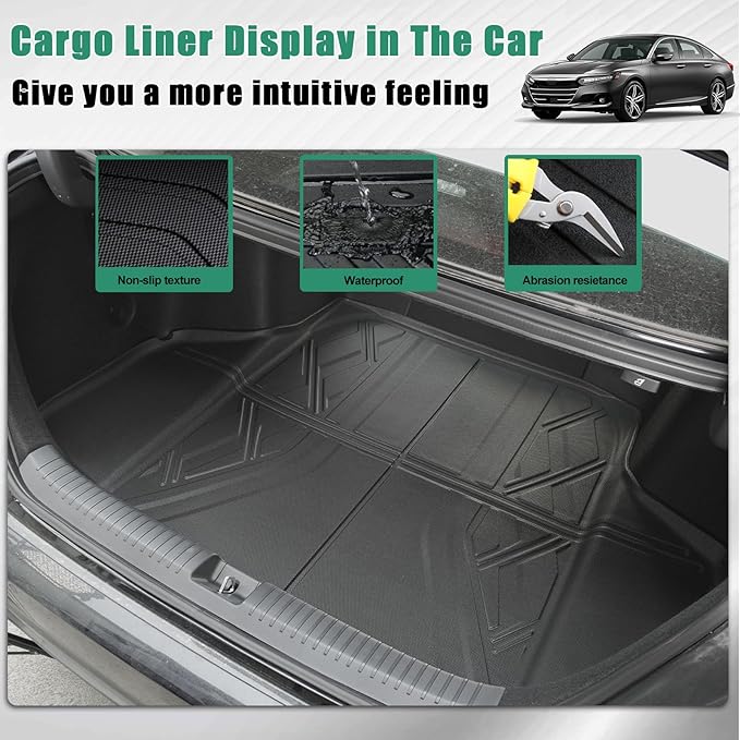 for 2023-2026 Honda Accord Floor Mats and Cargo Liner (Include Hybrid) - All Weather Floor Mats and Trunk Mat - Custom Fit Floor Liners and Cargo Mat for Honda Accord Sedan 2023-2026