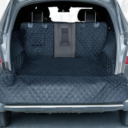 PETICON SUV Cargo Liner for Dogs with Mesh Window, Waterproof Pet Cargo Cover Dog Seat Mat for SUVs Sedans Vans with Bumper Flap Protector, Non-Slip, Large Size Universal Fit