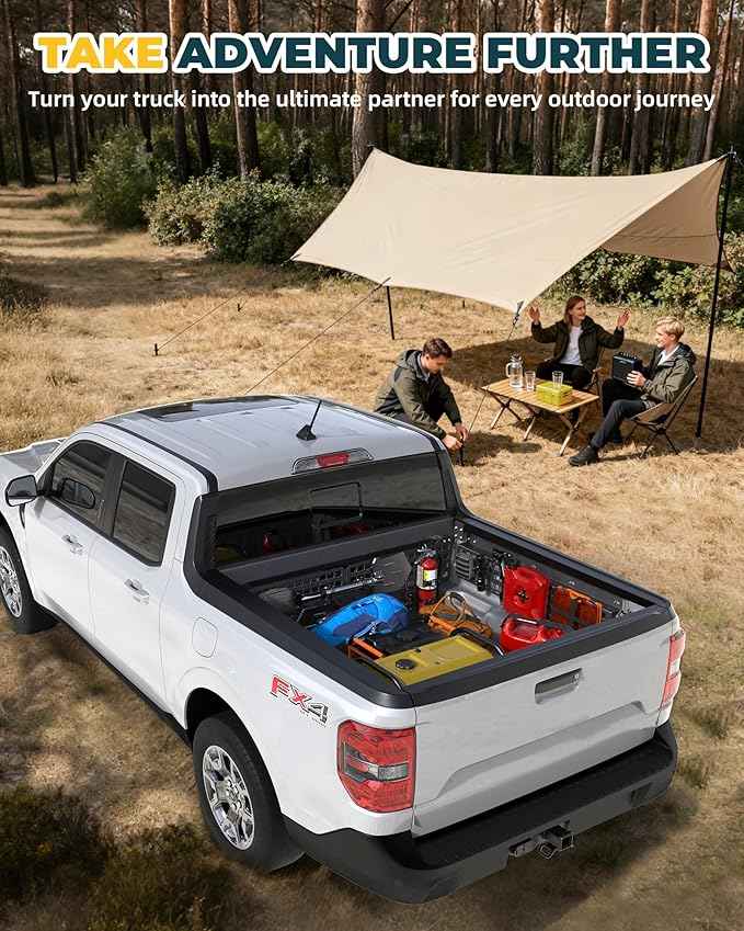 Aluminum Front Bed MOLLE Panel Fit for 2022–2026 Ford Maverick, No-Drill Installation, Heavy-Duty Truck Bed Organizer Storage Rack System for Tools and Outdoor Gear
