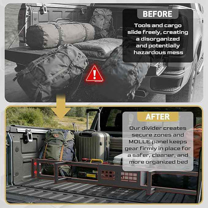 Truck Bed Divider with MOLLE Panel Aluminum Foldable Cargo Divider fit 2019-2025 Chevy Silverado and GMC Sierra 15000
