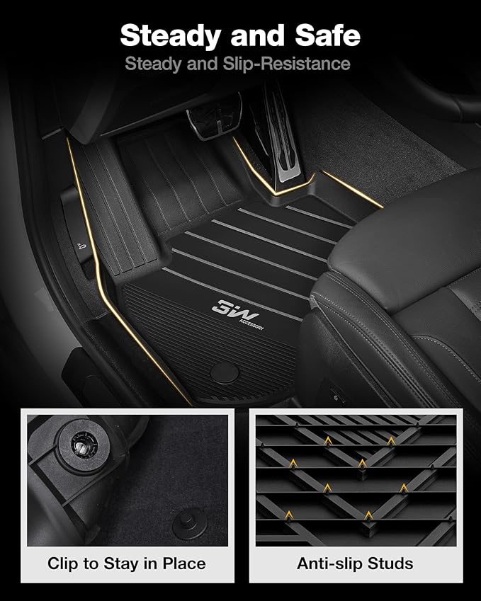 3W 2018-2024 BMW X3 Floor Mats & Cargo Liner, All Weather TPE BMW X3 Accessories Custom Fit for X3 G01 30i M40i X3M Car Mats (Only for car Without Spare tire) (Don't Fit X3 30e), 6PCS