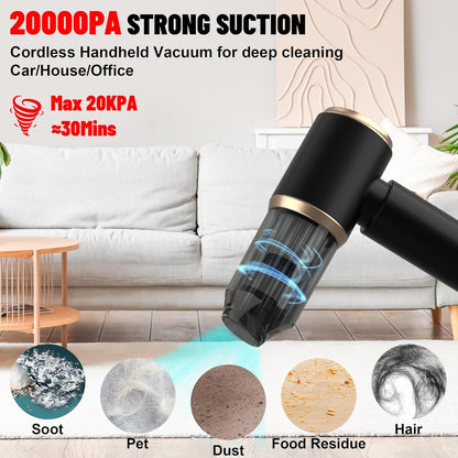 Cozylady Handheld Car Vacuum Portable Cordless, 16000PA High Power 4 in 1 Vacuum Cleaner & Air Duster & Air Blower with 4000mAh Brushless Motor and Multi-Nozzles for Car, Home, Office, Camping, Pet1