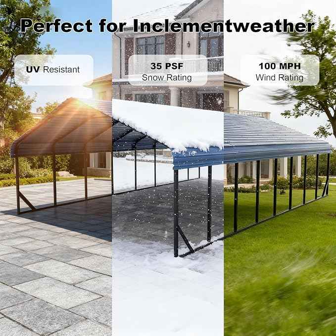 20x40 FT Heavy Duty Extra Large Metal Carport with Vertical Roof Design - All Weather Protection Galvanized Steel Shelter for 2 Car, Dual Vehicle, RV and Boat Storage (20x40 FT)