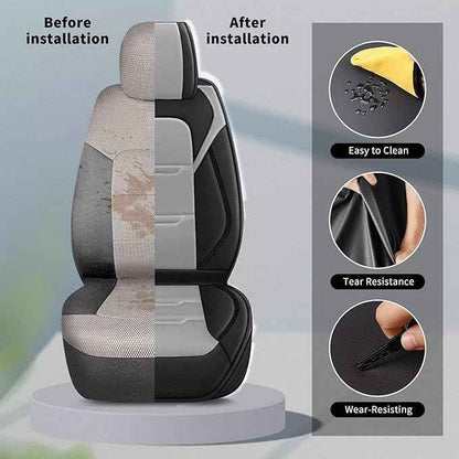 YORKNEIC Seat Covers for Car Full Set Fit for Ford Flex 2011-2019 Faux Leather 5 Seat Covers Waterproof Seat Protectors Automotive Seat Cushion with Airbag Compatible(5 Seat,Black&Grey)