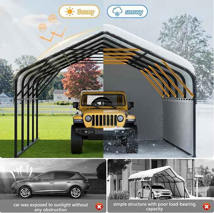 12x20 Metal Carport with Removable Sidewalls, Heavy Duty Car Carport Canopy, 100MPH Wind Resistance for Cars, Boats, Trucks, Outdoor Parties