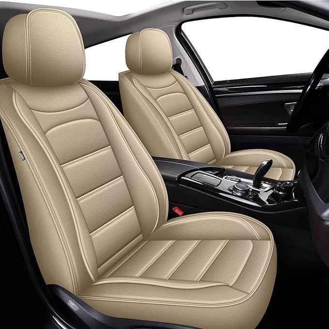 Car Seat Covers for Hyundai Santa Cruz 2022-2025 2026: Luxury Leather Striped Automotive Seat Cover Waterproof Seat Protectors Compatible Airbag (5 Seats,Black)