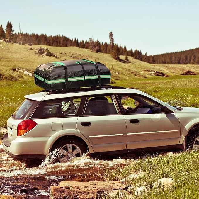 Kingfun Rooftop Cargo Carrier – Waterproof 21 Cubic Feet Car Roof Bag Fit All Vehicles with/Without Roof Rack, Includes Anti-Slip Mat, 8 Reinforced Straps & 6 Door Hooks, Lashing Straps, Luggage Locks