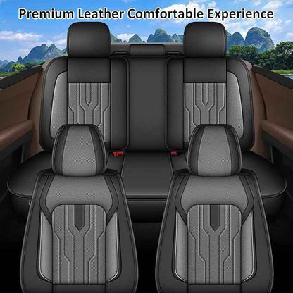YORKENIC Fit for GMC Terrain Seat Covers Front Set 2010-2025 2026: Breathable Leather Car Seat Covers Compatible Airbag (2 Front Set, Black & Grey)