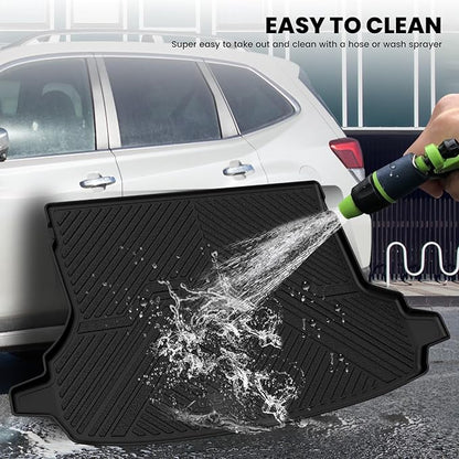 LASFIT Cargo Mat & Backrest Mat for Subaru Forester 2024 2023 2022 2021 2020 2019, All Weather TPE Custom Fit Easy Clean Durable No-Curling Trunk Mat for Forester 2019-2024 Cargo Liner,Black