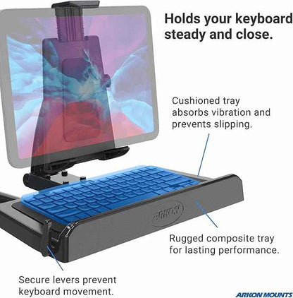 ARKON Mounts -Tablet And Keyboard Tray Combo Car Mount | Tablet Holder For Car | Professional-Grade Durability | Easy Installation | Keyboard Tray | Fits iPad and Samsung Tablets