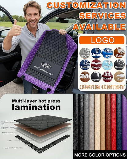 Customized Personalized car Floor MATS Luxury Full-Body car Floor mats are Suitable for 99% of Vehicle Models (Pickup Trucks/SUVs/sedans) and Offer Personalized Text Customization (Black red)