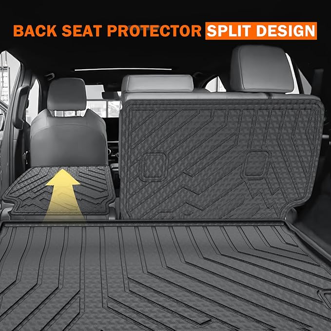 KUST Floor Mats Cargo Mat for 2025 2026 Toyota 4Runner 5 Seats (No Hybrid/EV or i-Force MAX), All Weather Rear Trunk Liner with Backrest Mat for 4Runner Accessories TPE Rubber High Edge 6PCS