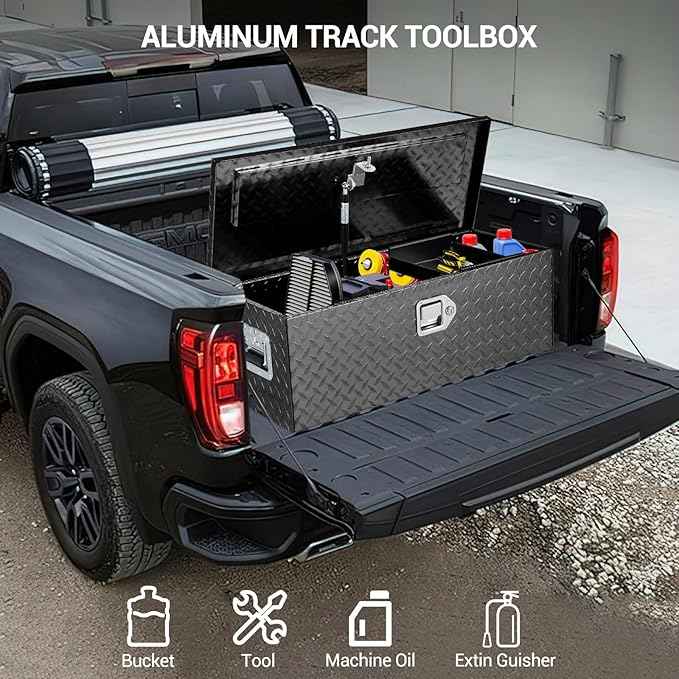 Garvee 30 Inch Truck Bed Tool Box, Heavy Duty Aluminum Pickup Tool Chest with Sliding Shelf, Waterproof & Rust-Resistant Storage Organizer for Truck, RV, Trailer, Black
