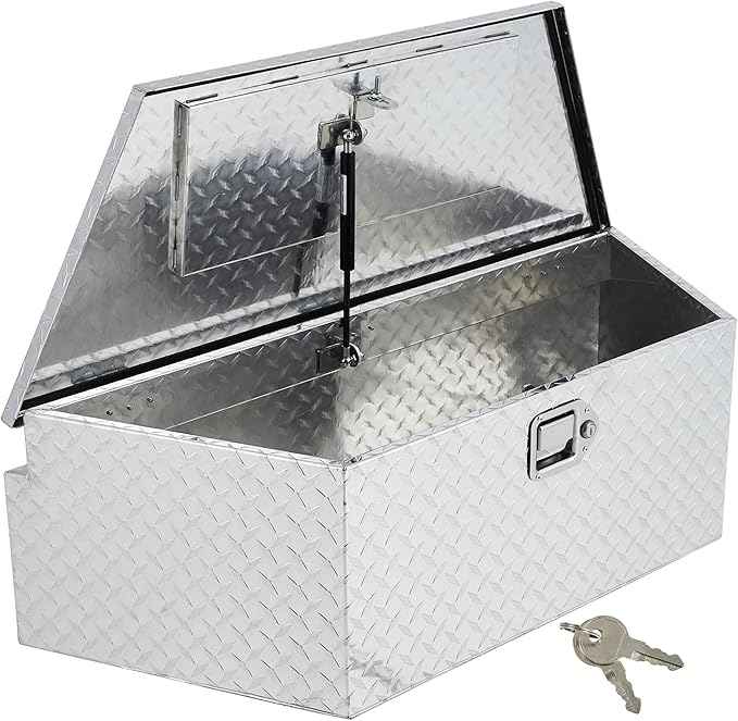 Garvee 39Inch Trailer Tongue Boxes,Heavy Duty Aluminum Trailer Tool Box With Lock and Keys,Diamond Plate Waterproof Storage Box for Pick Up Truck Bed, RV Trailer, Silver