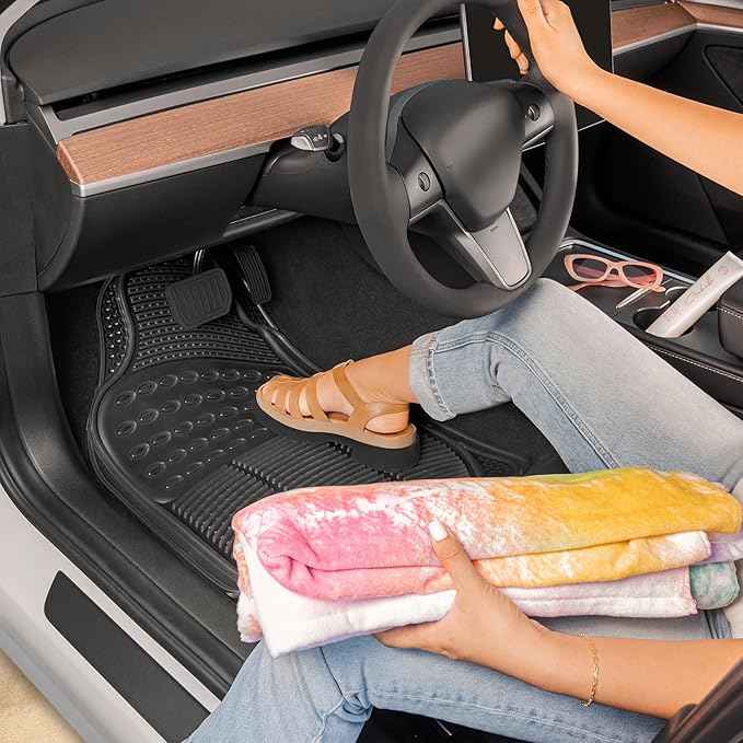 Carbella Automotive Floor Mats for Cars, 2 Piece Car Floor Mats Purple Translucent, Trim-to-Fit All Weather Clear Car Mats for Auto Truck Van SUV, Car Accessories for Women