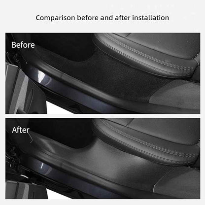 LUCKEASY 5PCS for Tesla Model Y Juniper 2025 2026 Standard & Premium & Performance Front & Rear Door Threshold Strip 2nd Row Seat Lower Protector Door Sill Protective Cover TPE Accessories Black