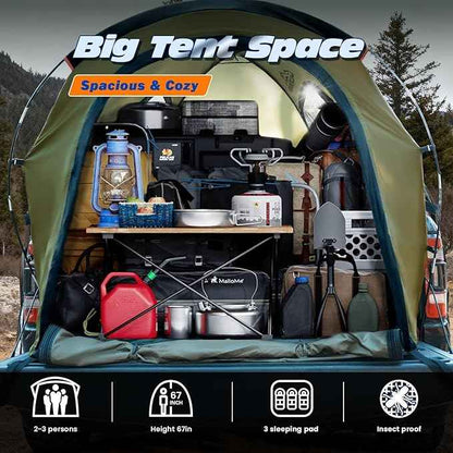 Truck Bed Tent, Waterproof PU3000mm Pickup Truck Tent for Camping Bed, 2-3 Person Sleeping Truck Tent, Portable for Car Camping