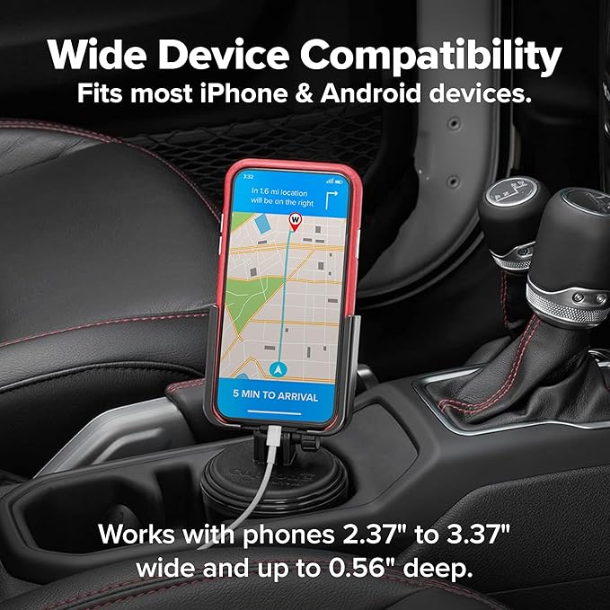 WeatherTech CupFone, Universal Cup Holder Phone Mount for Cars – Adjustable & Secure Fit with Open Access for Charging – Compatible with iPhone, Android - Metal Knobs, Turquoise