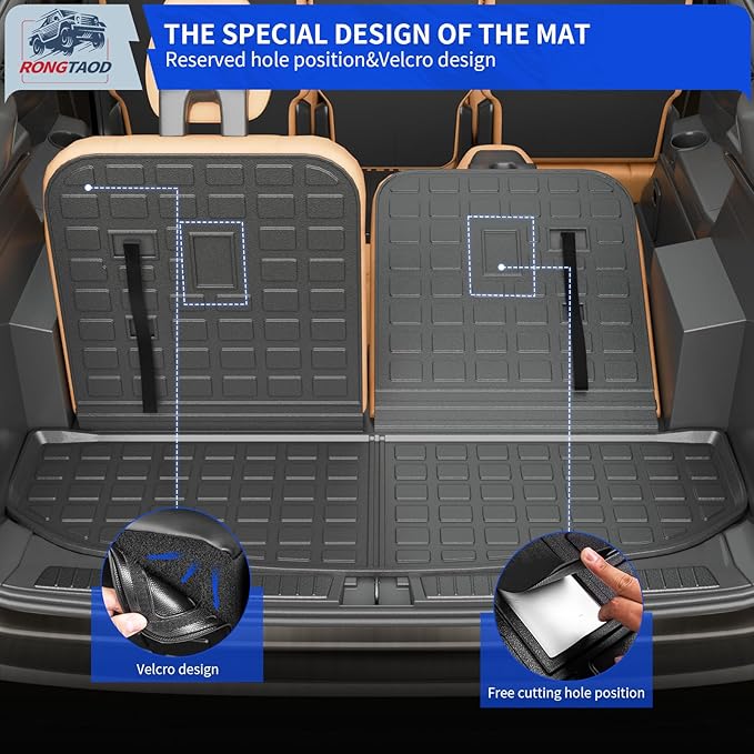 Rongtaod Trunk Mat Compatible with 2021-2025 2026 Kia Sorento 6&7 Seats Cargo Mat Cargo Liner Trunk Liner Back Seat Cover Kick Mat 2024 Sorento Accessories (Trunk Mat+2nd&3rd Row Backrest Mats)