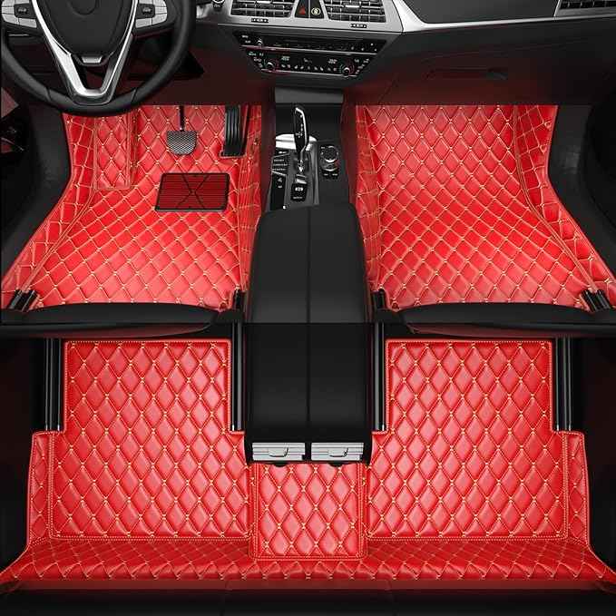 Customized Personalized car Floor MATS Luxury Full-Body car Floor mats are Suitable for 99% of Vehicle Models (Pickup Trucks/SUVs/sedans) and Offer Personalized Text Customization (Red Rice)