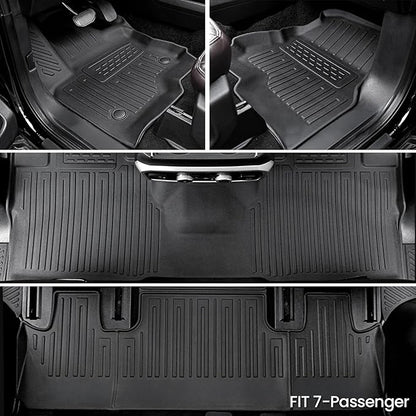 Floor Mats Cargo Mat for 2018-2024 Ford Expedition 7 Seats Captain Chairs(Not for Max Model), All Weather TPE Cargo Liner Backrest Mats Door Sill Protectors Car Accessories (Floor Mats Set)