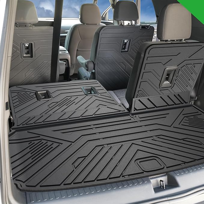 Cargo Mat for 2024 2025 2026 Chevy Traverse & 2025 2026 Buick Enclave 7/8 Seats, All Weather TPE Cargo Liner with Back Seat Cover 3rd Row Accessories, Rear Trunk Mat with Backrest Mat