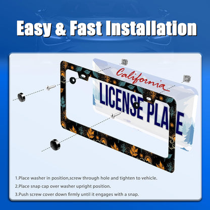 Galaxy License Plate Frame Colorful Starry Sky License Plate Stainless Steel Funny License Plate Holder for Men Women Universal Car Accessories Decoration 12.3" x 6.3"