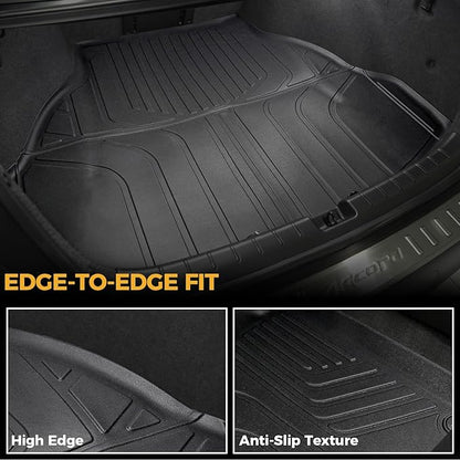 Floor Mats for Honda Accord 2013-2017, All Weather Floor Mats Trunk Cargo Liner and Door Sill Guards Accessories, Full Coverage Set (Fit Sedan Models)
