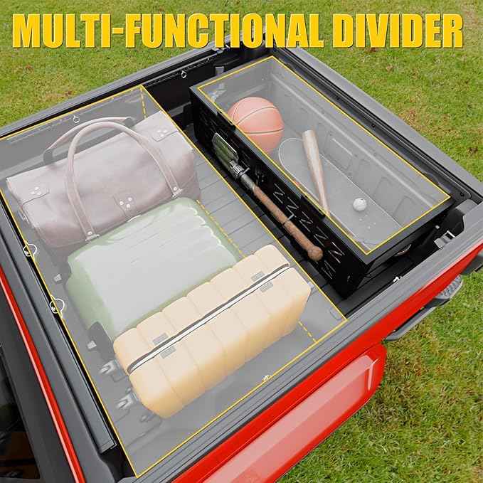 Truck Bed Extender Compatible with 2020-2026 Jeep Gladiator Flip-Over Pickup Bed Divider Aluminum Alloy Rotatable Tailgate Extension for 2025 Gladiator Accessories