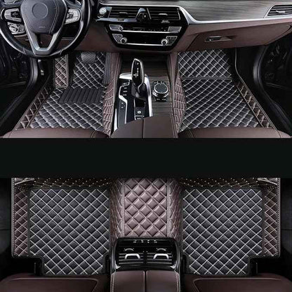 Car Floor Mat Fit 99% Sedans Sports Cars Luxury Custom Car Mats for SUV Women Leather Automotive Floor Mats All Weather Car Mats Diamond Floor Mats for Trucks (Dark Brown + Black Beige)