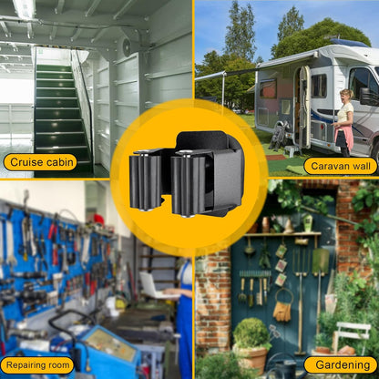 Upgraded Magnetic Broom and Mop Holder Wall Mount, Space-Saving Heavy Duty No Drill Over the Door Broom Gripper RV Camper Wall Organizer,Black,4 Pcs