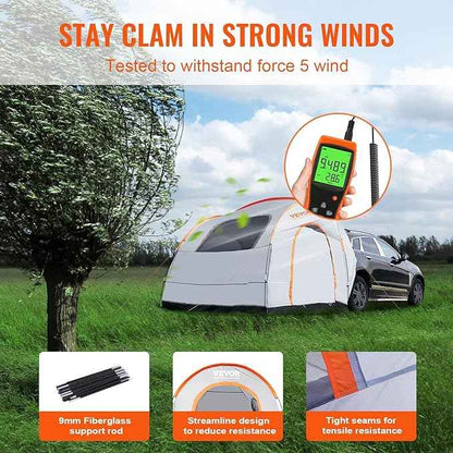 VEVOR SUV and Pickup Truck Camping Tents, Waterproof Double Layer Design with Carry Bag, Accommodates 2-9 Persons for Outdoor Activities