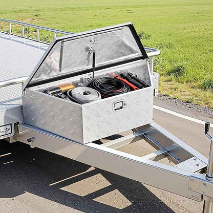 VEVOR Trailer Tongue Box, Heavy Duty Trailer Tongue Tool Box Storage Organizer with Lock & Keys, Utility Tool Chest for Pickup Truck Bed, RV, SUV, Off-Road Vehicle, Aluminum, 39" x 16.5" x 12", Silver