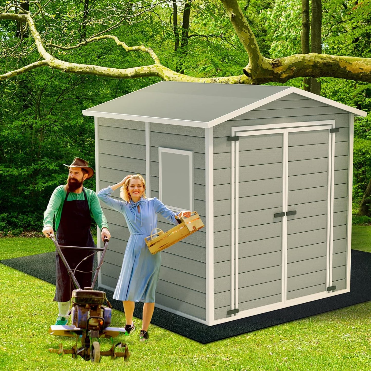 Haull Outdoor Storage Shed Floor Moat Waterproof Outdoor Carport Mat Thickened Soft Patio Furniture Pad Washable with Non Slip Backing, Storage Shed Not Included(4 x 3 ft)