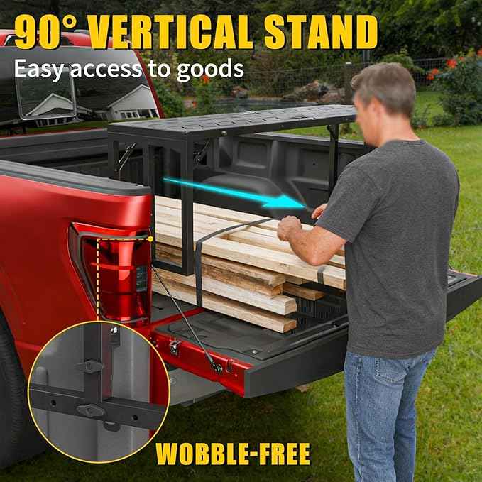 Truck Bed Extender Compatible with 2015-2026 Ford F150 2022-2025 F150 Lightning Flip-Over Pickup Bed Divider Aluminum Alloy Rotatable Tailgate Extension for 2025 F150 Accessories