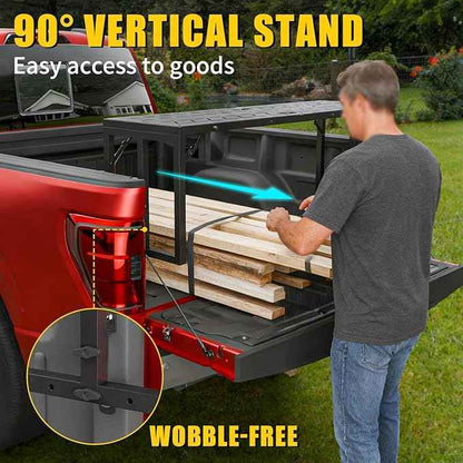 Truck Bed Extender Compatible with 2015-2026 Ford F150 2022-2025 F150 Lightning Flip-Over Pickup Bed Divider Aluminum Alloy Rotatable Tailgate Extension for 2025 F150 Accessories